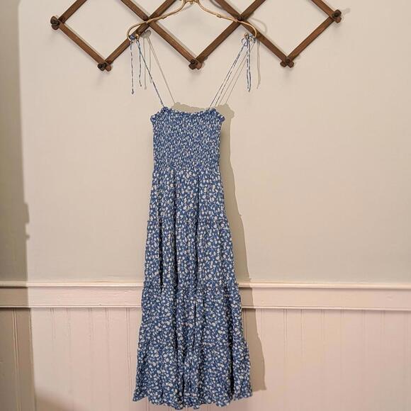 Reformation Nira Blue Floral Smocked Maxi Dress – XS - Picture 1 of 5